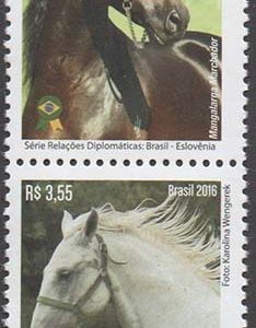 C 3592 Selo Brasil Eslovenia Cavalo 2016