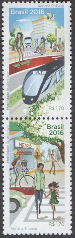 C 3651 Selo Mobilidade Sustentavel Bicicleta Trem Metro Onibus 2016 Serie Completa