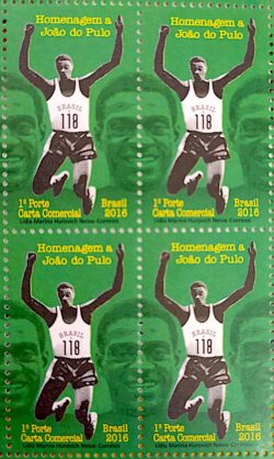 C 3655 Selo Homenagem a João do Pulo Atletismo Salto em Distancia 2016 Quadra