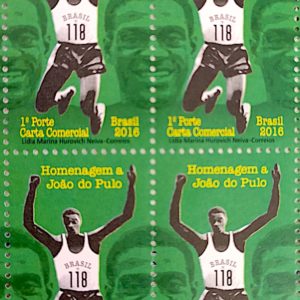 C 3655 Selo Homenagem a João do Pulo Atletismo Salto em Distancia 2016 Quadra