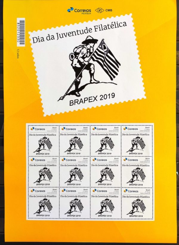 PB 123 Selo Personalizado Básico Brapex 2019 Juventude Filatélica Bandeira Folha G