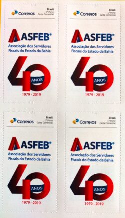 PB 148 Selo Personalizado 40 Anos da ASFEB Associação dos Servidores Fiscais da Bahia 2020 Quadra