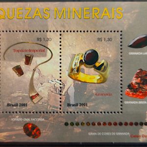 B 123 Bloco Riquezas Minerais Topazio e Granada Pedra Joia 2001
