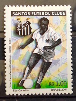 C 2376 Selo Campeoes da Libertadores Futebol Santos Pele 2001