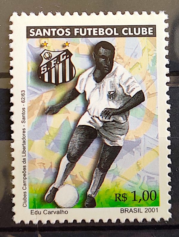 C 2376 Selo Campeões da Libertadores Futebol Santos Pelé 2001