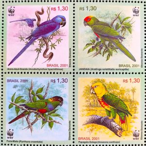 C 2382 Selos do Bloco B 119 Aves Brasileiras 2001