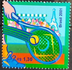 C 2398 Selo Guga Tricampeao de Roland Garros Tenis 2001