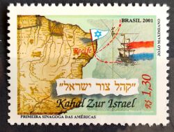 C 2409 Selo Sinagoga Recife Pernambuco Israel Judaismo Mapa Bandeira 2001