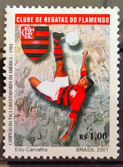 C 2430 Selo Campeoes da Libertadores Futebol Flamengo Romario 2001