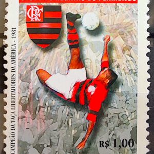 C 2430 Selo Campeoes da Libertadores Futebol Flamengo Romario 2001