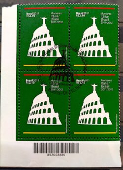 C 3137 Selo Relacoes Diplomaticas Italia 2011 Quadra CBC DF Codigo de Barras