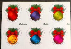 C 3139 Selo Bolas de Natal Religiao 2011 Sextilha Horizontal Setenant