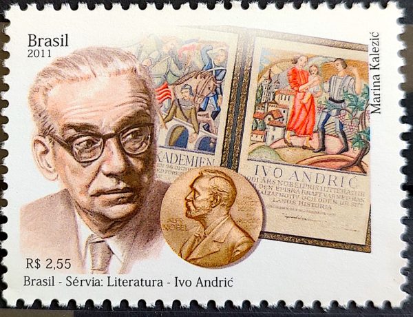 C 3148 Selo Relações Diplomáticas Brasil Sérvia Ivo Nobel Literatura 2011