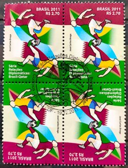 C 3166 Selo Relacoes Diplomaticas Brasil Catar Qatar Futebol 2011 Quadra CBC Brasília