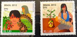C 3225 Selo UPAEP Mitos e Lendas Guarana e Mandioca Cobra Cafe Indio 2012 Separados