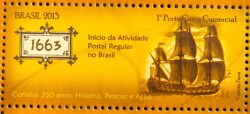 C 3249 Selo 350 Anos dos Correios Navio Caravela 2013