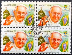 C 3290 Selo Papa Francisco no Brasil Bandeira JMJ Religiao 2013 Quadra CBC RJ 1
