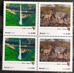C 3315 Selo Relacoes Diplomaticas Brasil Quenia Cachoeira Zebra 2013 Quadra