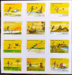 C 3348 Selo Arte do Futebol Copa do Mundo 2014 12 Selos