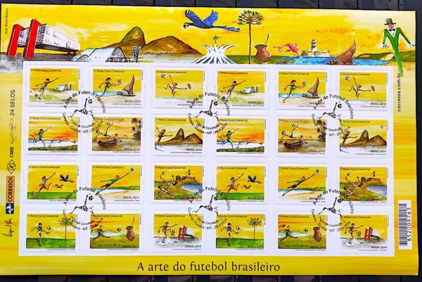 C 3348 Selo Arte do Futebol Copa do Mundo 2014 Folha CBC MT Cuiabá
