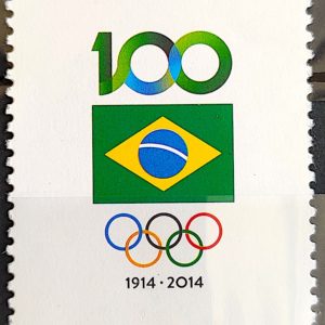 C 3367 Selo Comite Olimpico Brasileiro Centenario Olimpiadas Bandeira 2014