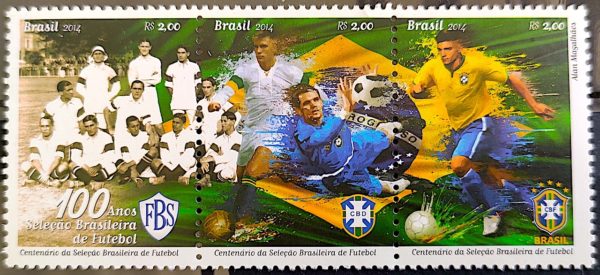 C 3370 Selo Seleção Brasileira de Futebol Bandeira 2014
