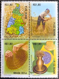 C 3377 Selo Capim Dourado Bandeira Mapa Economia 2014 Serie Completa