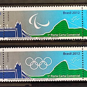 C 3398 Selo Entrega das Bandeiras Olimpicas e Paralimpicas 2012 Serie Completa
