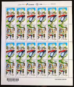 C 3651 Selo Mobilidade Sustentavel Bicicleta Trem Metro Onibus 2016 Folha