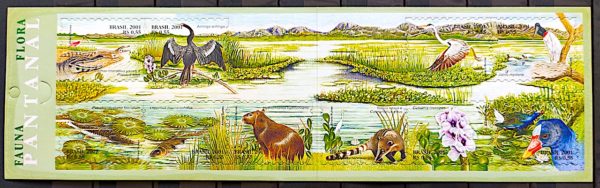 CD 26 Caderneta Selo Pantanal Flora e Fauna Jacaré Capivara Garça 2001