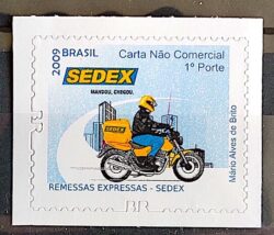 Selo Regular RHM 852 Servico Postal Sedex Moto Transporte Com Picote BR 2011