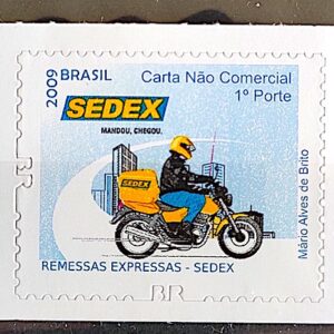 Selo Regular RHM 852 Servico Postal Sedex Moto Transporte Com Picote BR 2011