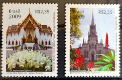 C 2781 Selo Relacoes Diplomaticas Tailandia Igreja Religiao Flora 2009