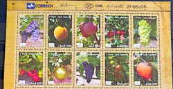 C 2825 Selo Circuito das Frutas Uva Pêssego Morango Figo 2009 Logo Correios