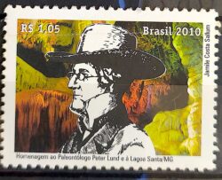 C 2982 Selo Paleontologo Peter Lund Lagoa Santa MG Chapeu Oculos 2010