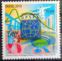 C 3035 Selo Conferencia Impressores Selos Postais GPSPA Samba Cristo Redentor 2010