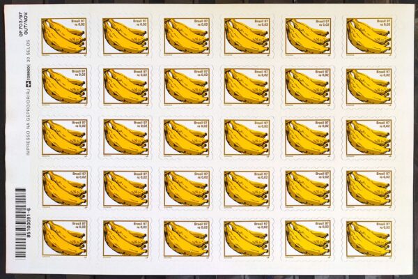 750 B3 Selo Regular Fruta Banana Percê em Onda 1998 Folha