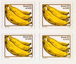Selo Regular RHM 750 B3 Fruta Banana Perce em Onda 1998 Quadra