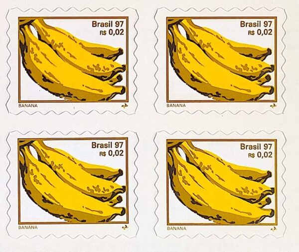 750 B3 Selo Regular Fruta Banana Percê em Onda 1998 Quadra