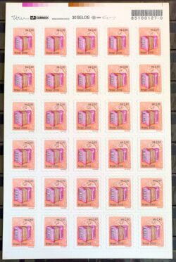 Selo Regular RHM 818 Instrumento Musical Perce em Ondas Acordeao Gaita 2002 Folha