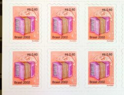 Selo Regular RHM 818 Instrumento Musical Acordeão Gaita 2002 Sextilha