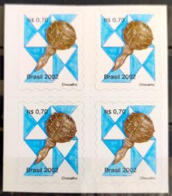 Selo Regular RHM 819 Instrumento Musical Perce em Onda Chocalho 2002 Quadra