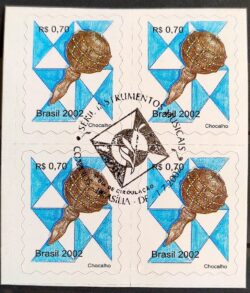 Selo Regular RHM 819 Instrumento Musical Perce em Onda Chocalho 2002 Quadra CBC DF