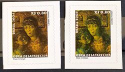 Selo Regular RHM 830 Obra Desaparecida Portinari Duas Criancas Arte 2004 Variedade de Cor