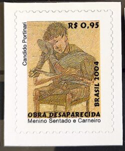 Selo Regular RHM 831 Obra Desaparecida Portinari Menino Sentado e Carneiro Arte 2004