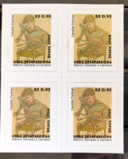 Selo Regular RHM 831 Obra Desaparecida Portinari Menino Sentado e Carneiro Arte 2004 Quadra