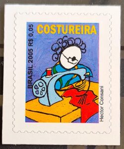 Selo Regular RHM 839 Profissão Costureira Trabalho Economia Picote Sem BR 2005