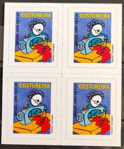 Selo Regular RHM 839 Profissão Costureira Trabalho Economia Picote Sem BR 2005 Quadra