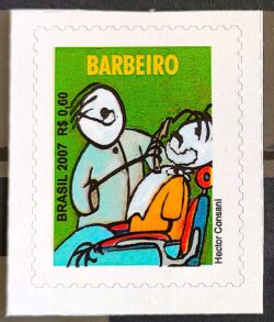 Selo Regular RHM 844 Profissao Barbeiro Trabalho Economia 2007 Sem Picote BR