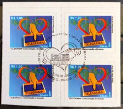 Selo Regular RHM 850 Telegrama 2010 Quadra CBC DF Escrita Contorno Azul